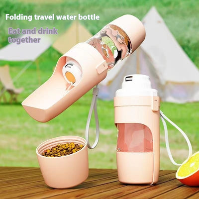 2-in-1 Hunde Reise-Trinkflasche mit Futterbehälter